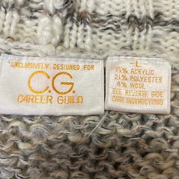 CG Career Guild Womens Gray Tan Wool Knit Short Sleeve V-Neck Sweater Vest Top L - Picture 3 of 3